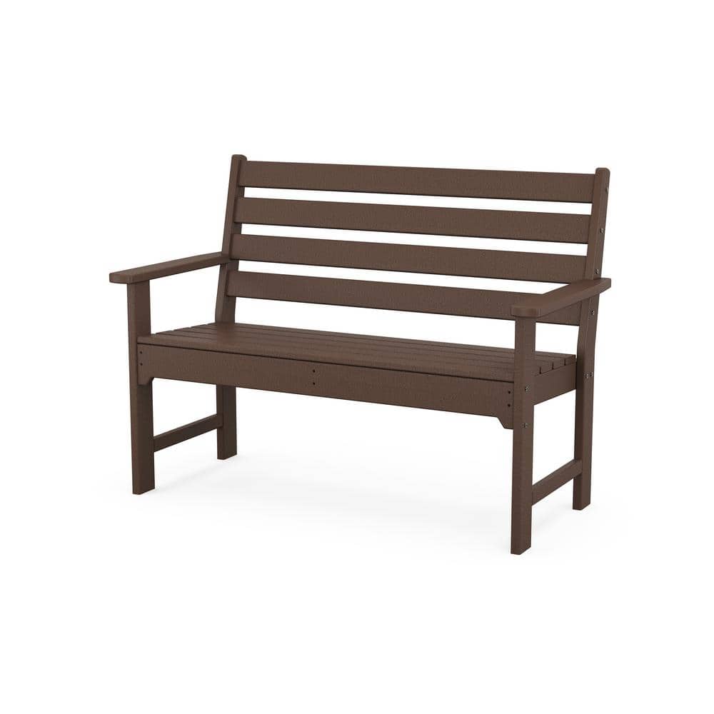 POLYWOOD Grant Park 48 in. 2-Person Mahogany Plastic Outdoor Bench -  MNB484MA