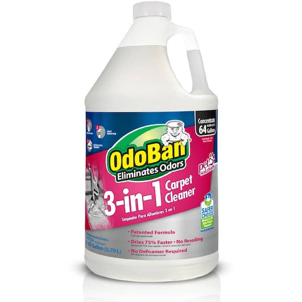OdoBan 1 Gal. 3-in-1 Carpet Cleaner, Concentrated Carpet Cleaning Solution, EPA Safer Choice Certified, Fragrance Free