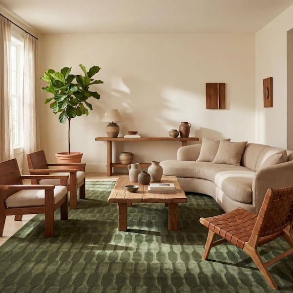 Rowyn Green Washable 8 ft. x 10 ft. Indoor Area Rug