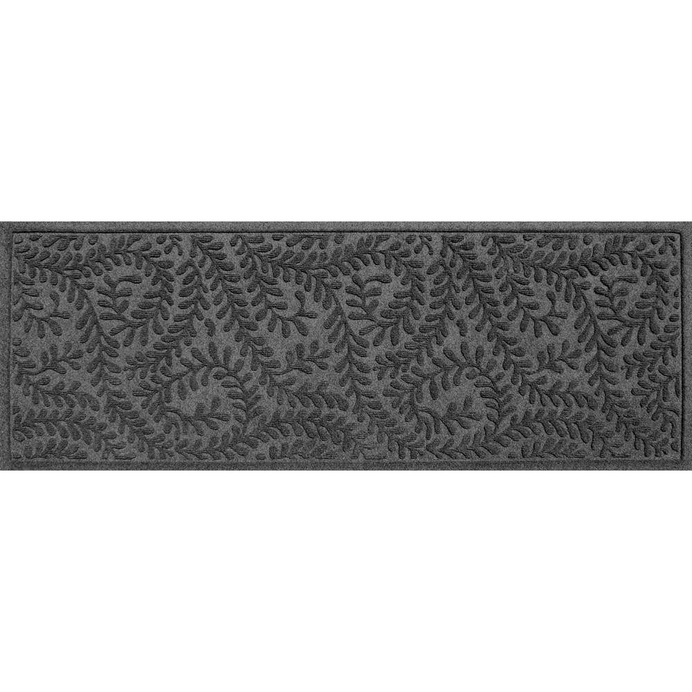 Eco-Friendly Swirl Branches Charcoal Polypropylene Outdoor Runner Mat 22x60