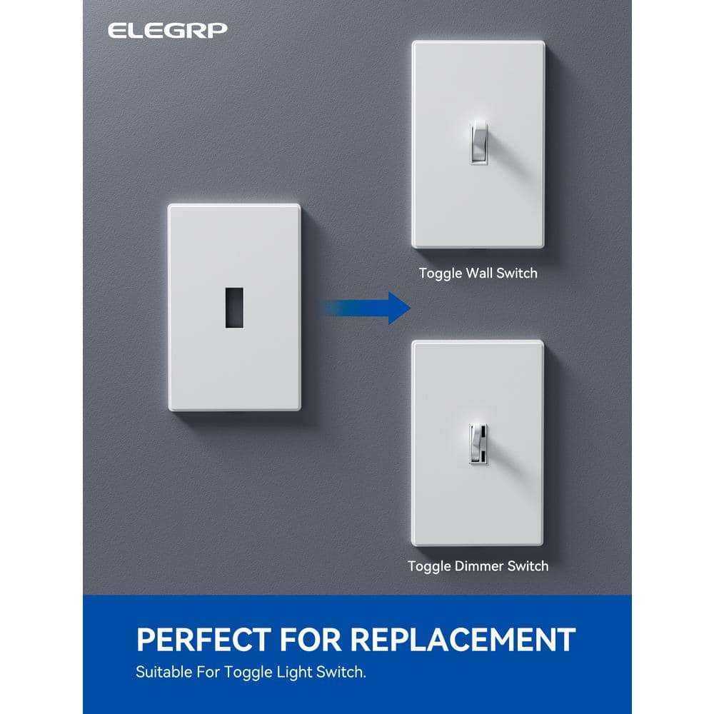 White 1-Gang Screwless Toggle Light Switch Wall Plate Set