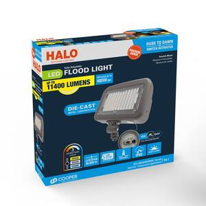Outdoor Integrated LED Large Floodlight, Bronze Finish, Selectable CCT 3000/4000/5000K, 10000 Max lumens, Dusk to Dawn