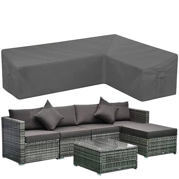 Gray Waterproof Patio Furniture Cover Patio Right L-Shaped Sofa Cover