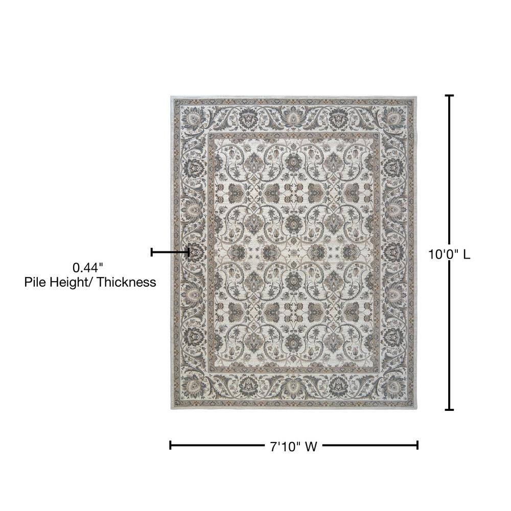 Ivory and Gray Tufted Synthetic 8' x 10' Area Rug