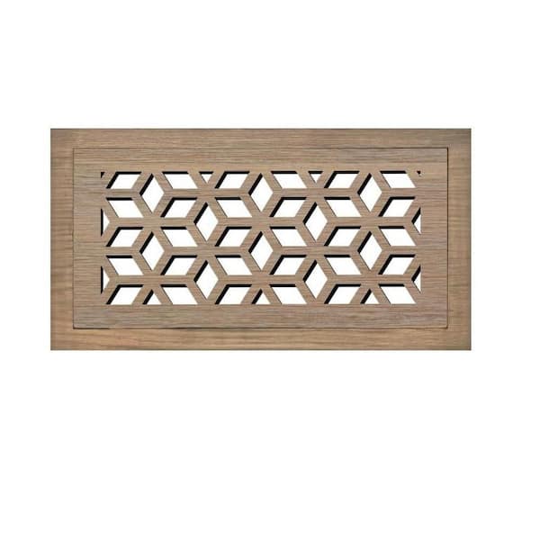 STELLAR Hardwood Floor Register, Duct Opening 6X12 (Overall 9x15) - Cubes Design