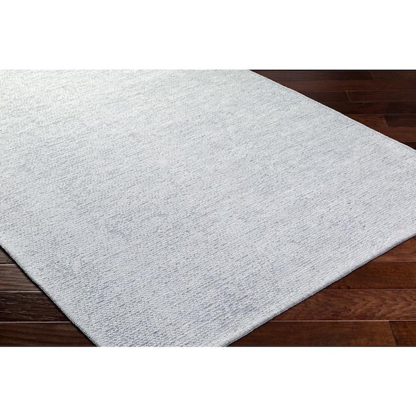 Quebec Gray/Blue Solid 3 ft. x 7 ft. Indoor Machine-Washable Runner Area Rug