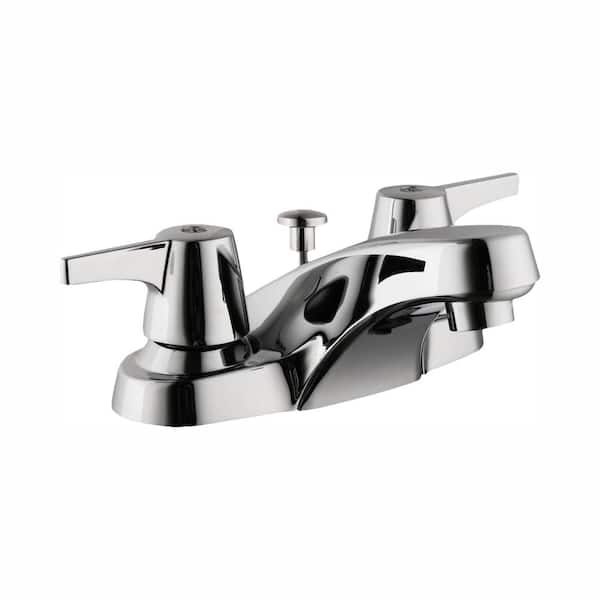Glacier Bay Aragon 4 in. Centerset 2-Handle Low-Arc Bathroom Faucet with Pop-Up Drain in Chrome