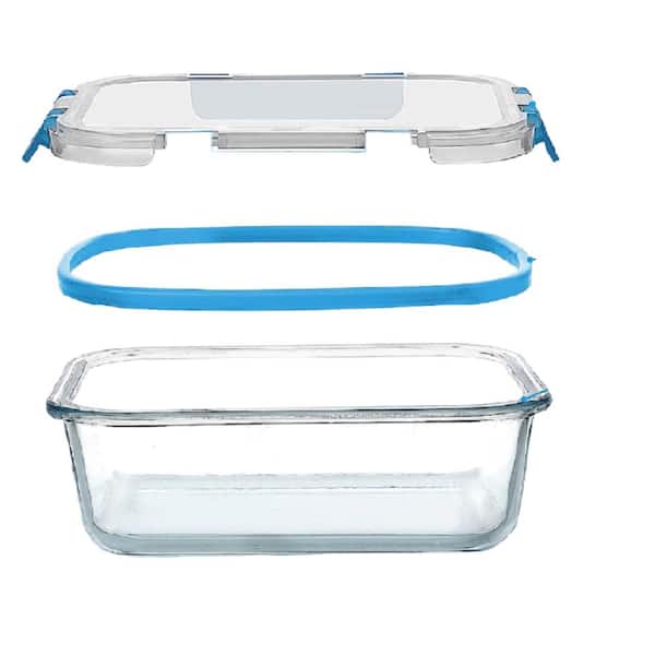 Aoibox 15-Piece Airtight Food Storage Containers Set with Lids, Include 24 Labels, Blue, Clear