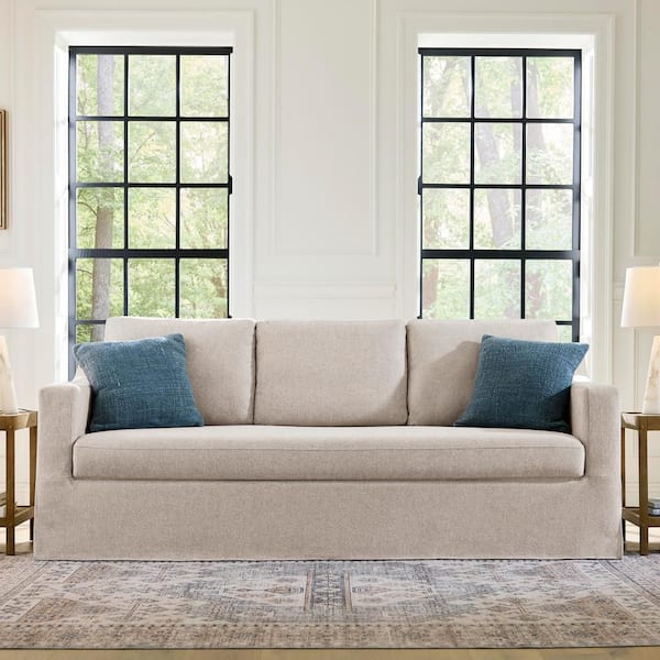 Daphne 91.7 in. Skirted Upholstered Queen Size Sofa Bed in Oatmeal