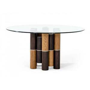 Danielle White Gold Glass 59 in. Pedestal Dining Table (Seats 6)