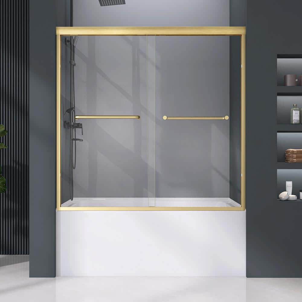Zeafive 56 to 60 in. W x 58 in. H Double Sliding Tub Door in