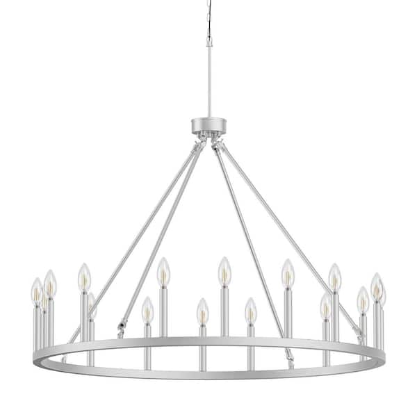 Maxax Bismarck 16 -Light Sliver Unique Wagon Wheel Chandelier with Wrought Iron Accents