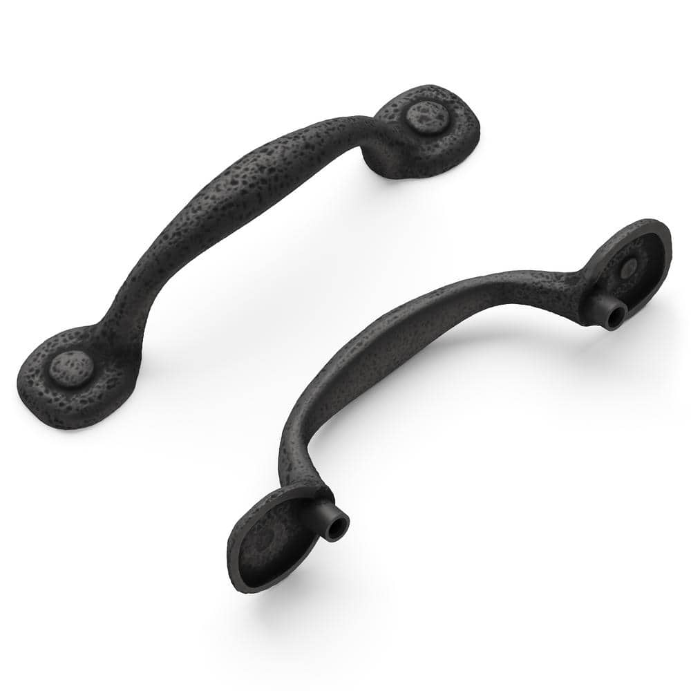 Refined Black Iron Rustic Cabinet Pulls with Mounting Hardware