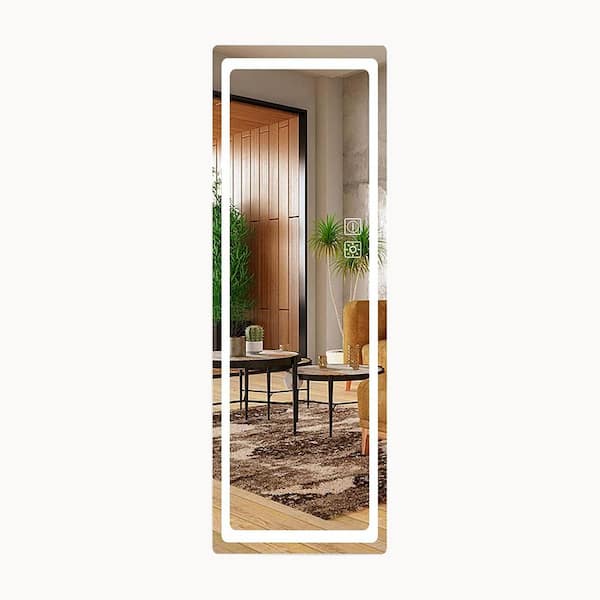 Unbranded 22 in. W x 65 in. H Rectangular Aluminum Framed LED Wall Mount or Floor Standing Dimmable Bathroom Vanity Mirror