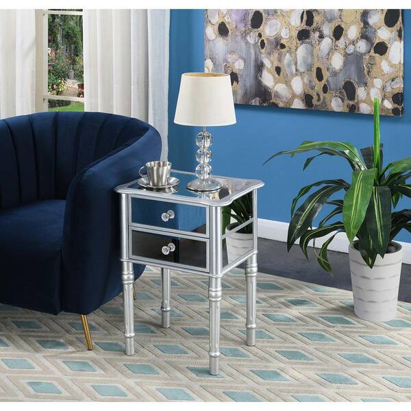 convenience concepts gold coast mirror coffee table with two drawers