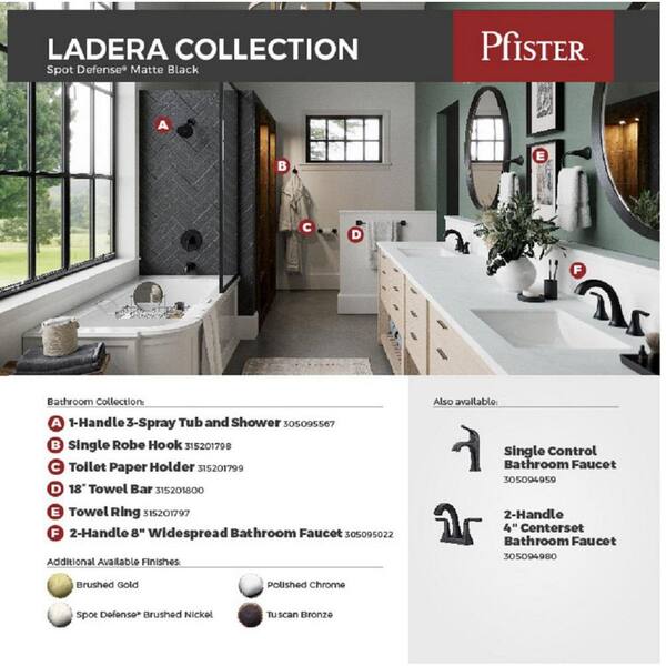 Pfister Vaneri 3-Piece Bathroom Hardware Set With Towel Bar Towel