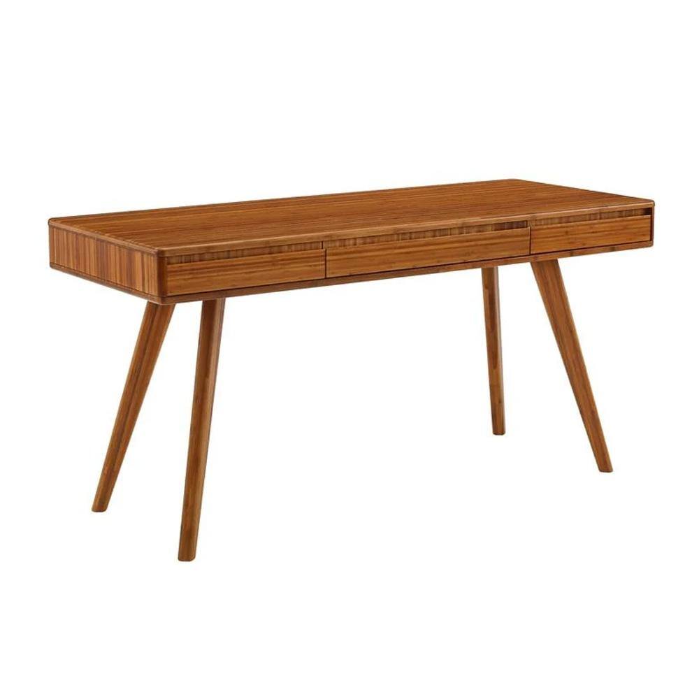 Amber Bamboo 60" Writing Desk with Splayed Legs and Drawers