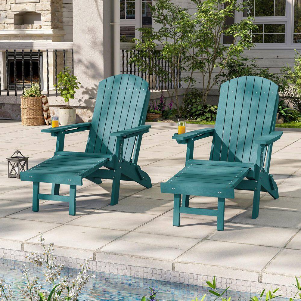 Outdoor Steel Adirondack Chair with Retractable Ottoman 3 Position Adjustable Lake Blue for Outdoor Deck,set of 2 price history on PriceWatchPro