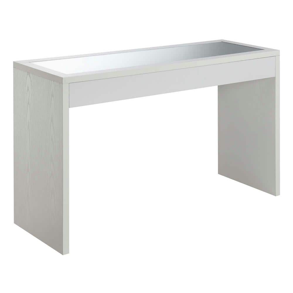 White Mirrored Wood and Metal Console Table