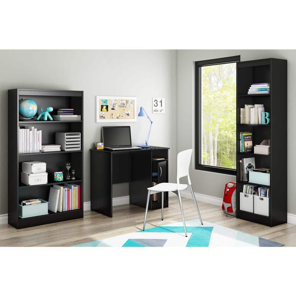 Pure Black Laminated Particle Board Home Office Desk with Drawer