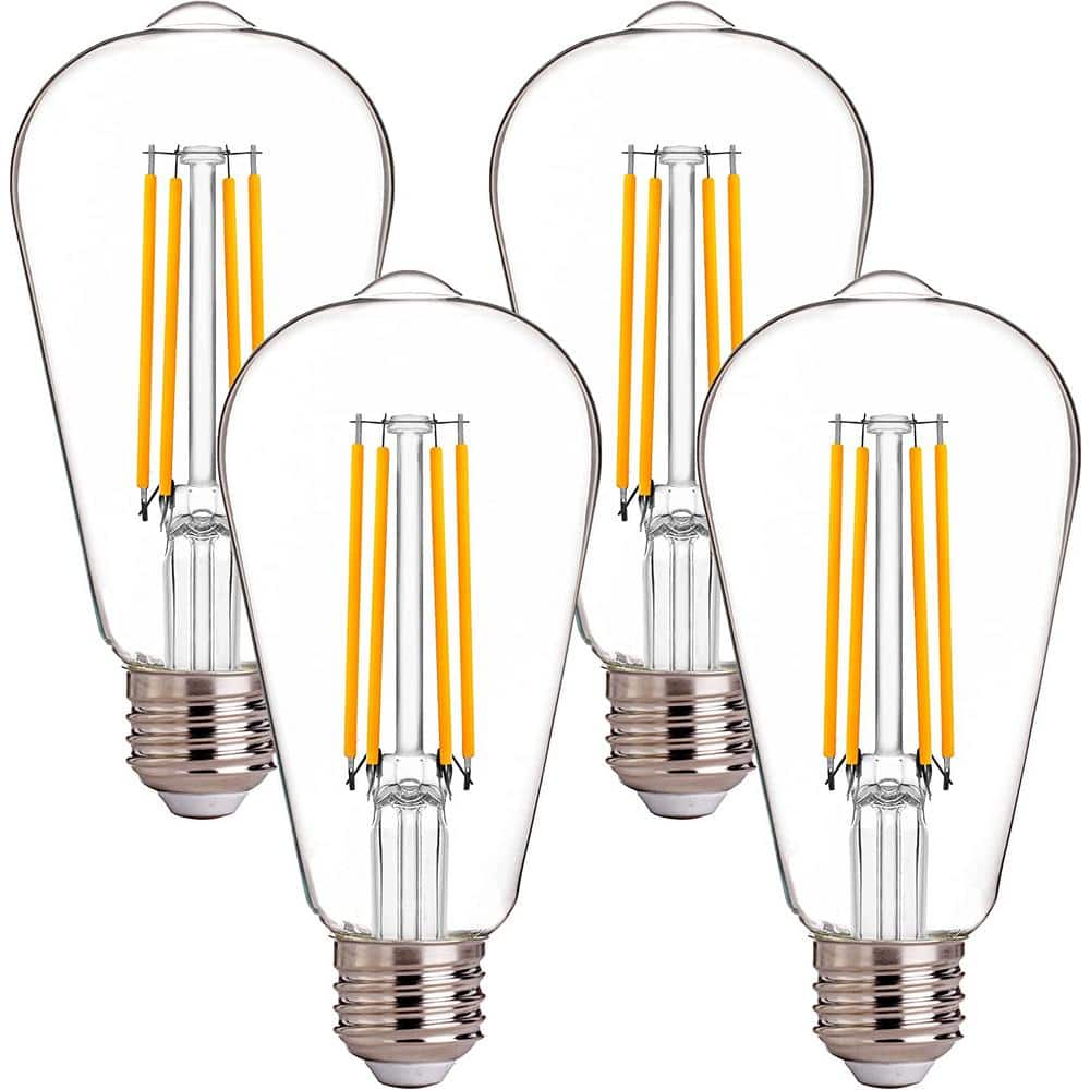 Vintage Edison Clear Glass Dimmable LED Bulbs, Soft White, 4-Pack