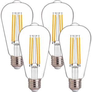 100-Watt Equivalent ST19 Dimmable LED Straight Filament Bulb, Vintage Edison Bulbs E26 Base, 2700K Soft White (4-Pack)