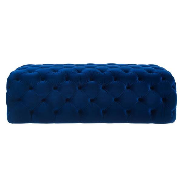 TOV Furniture Kaylee Jumbo Navy Velvet Ottoman