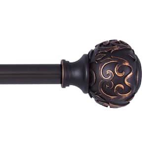 Fast Fit Carey 36 in. to 66 in. Adjustable 5/8 in. Easy Install Single Curtain Rod in Oil Rubbed Bronze with Ball Finial