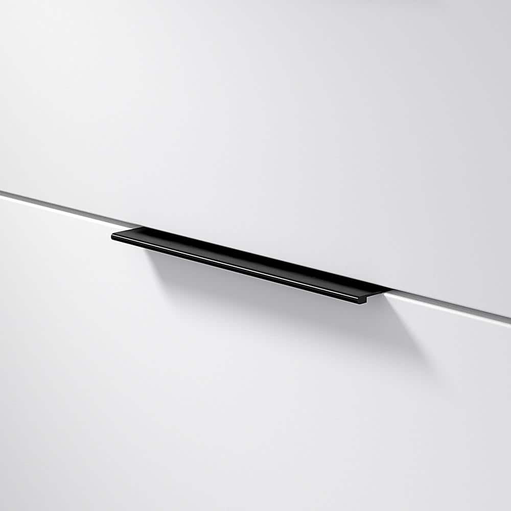Brushed Black Aluminum Modern Finger Cabinet Pull with Mounting Hardware