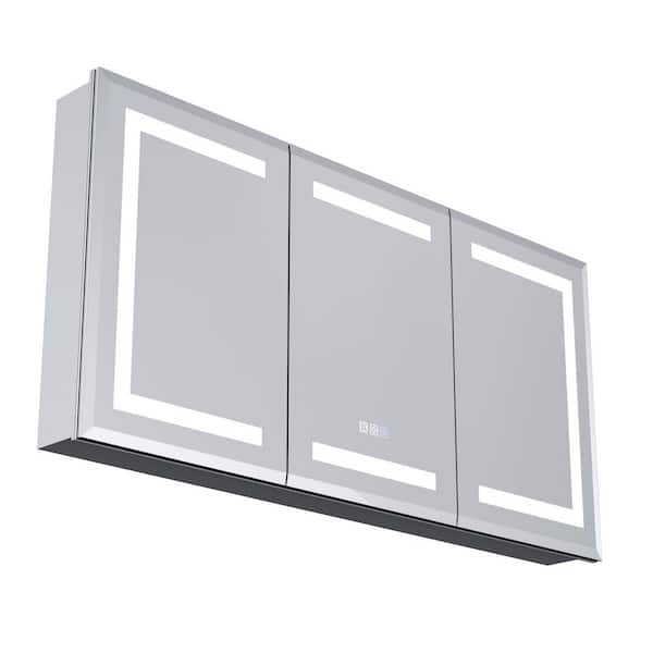 48 in. W x 24 in. H Rectangular Bevel LED Anti-Fog Surface/Recessed Medicine Cabinet with Mirror