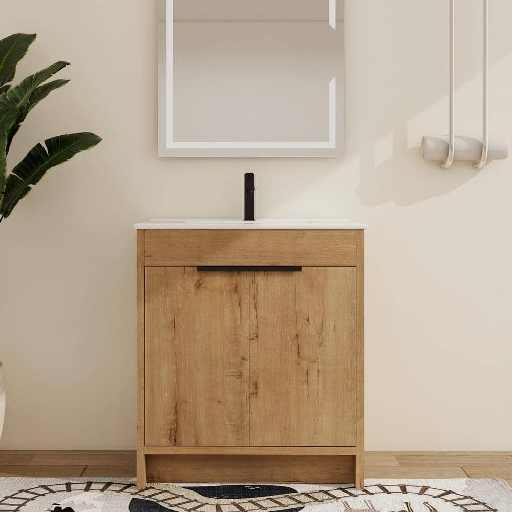 30 in. W x 18.3 in. D x 34.3 in. H Single Sink Free-standing Bath Vanity in