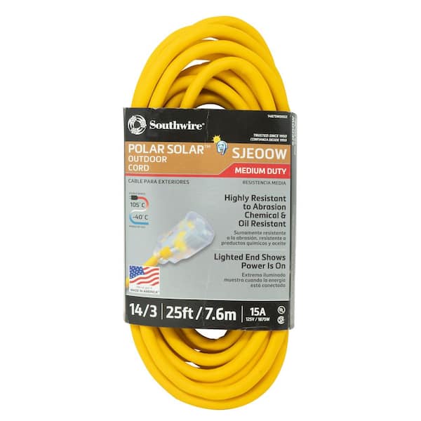 Southwire 25 ft. 14/3 SJEOOW Cold Weather Outdoor Heavy-Duty