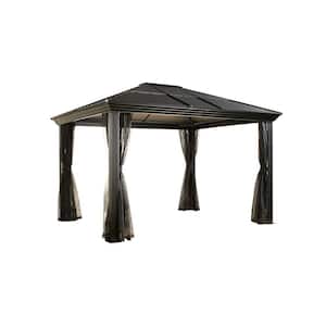 Cambridge 10 ft. x 12 ft. Dark Grey Insulated Roof Rustproof Aluminum Framed Gazebo