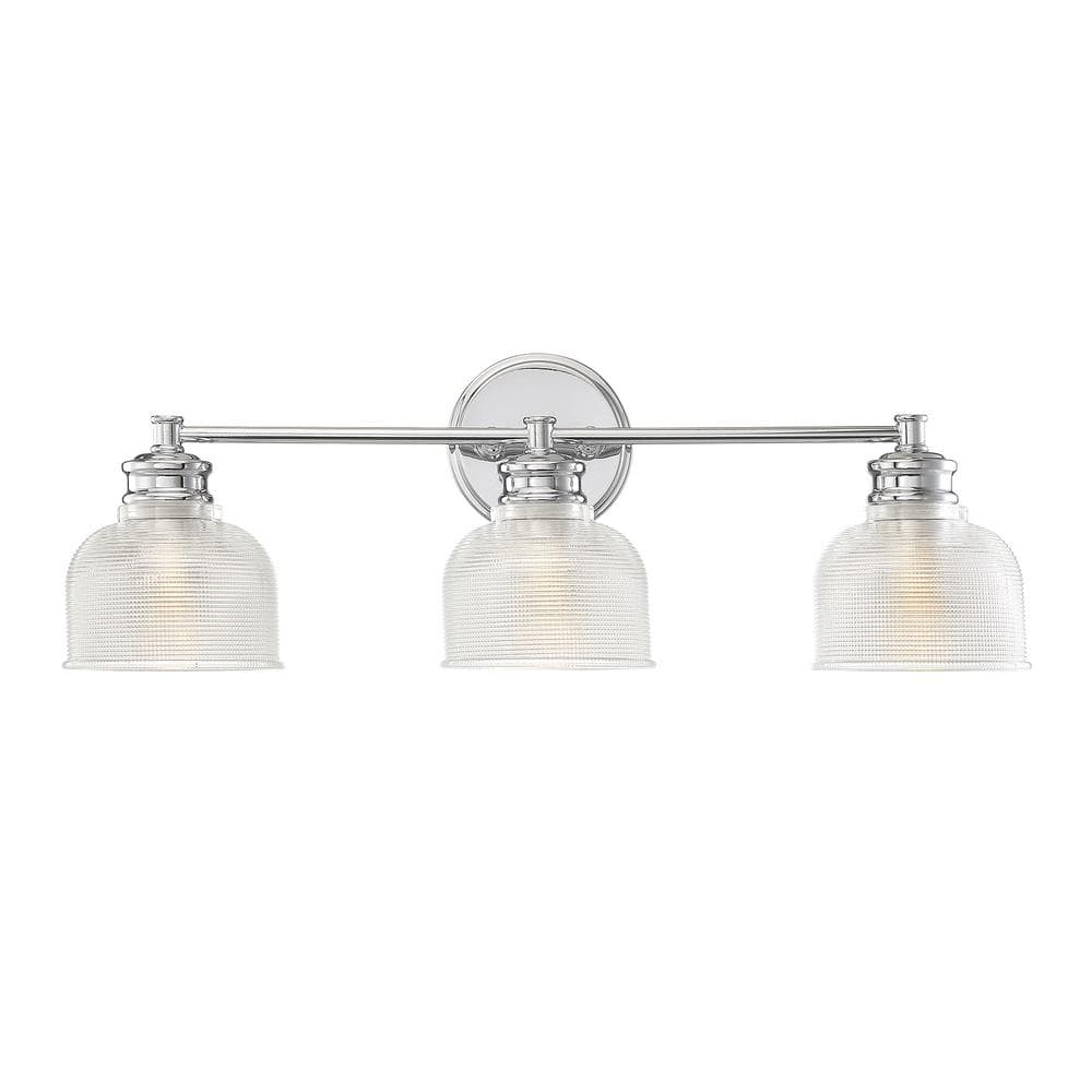 24.25 in. W x 9.25 in. H 3-Light Chrome Bathroom Vanity Light with Clear Glass Shades price history on PriceWatchPro