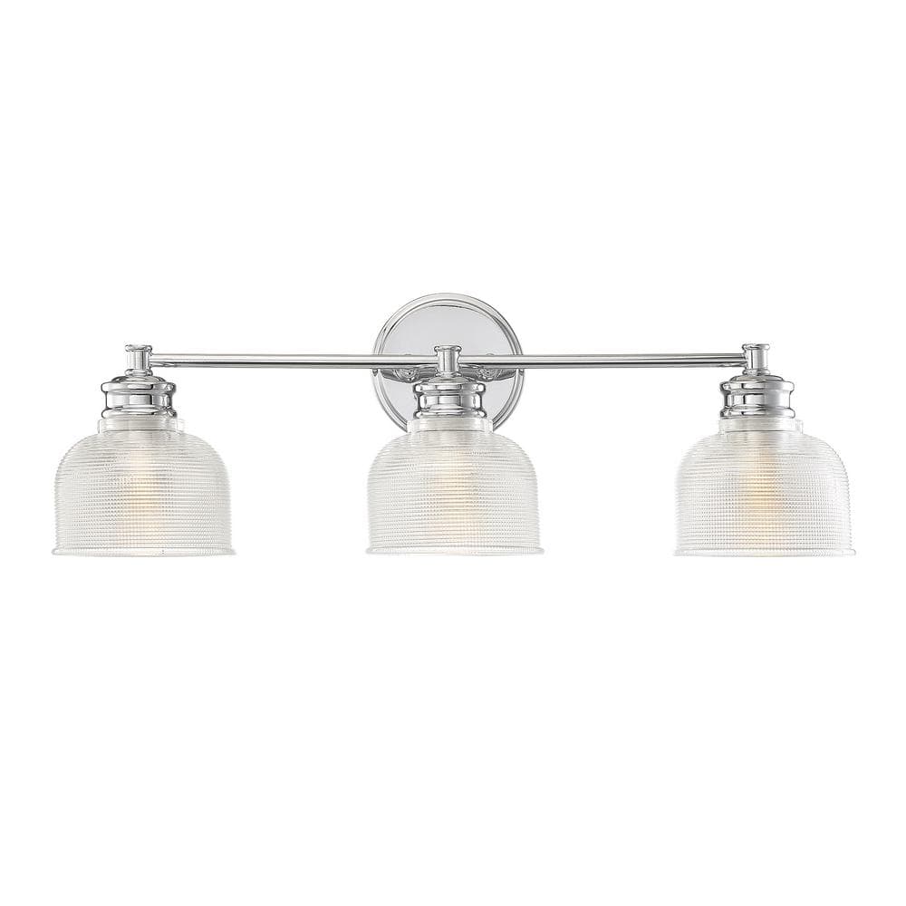 TUXEDO PARK LIGHTING 24.25 in. W x 9.25 in. H 3-Light Chrome Bathroom ...