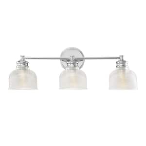 24.25 in. W x 9.25 in. H 3-Light Chrome Bathroom Vanity Light with Clear Glass Shades