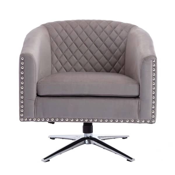 wetiny Gray Swivel Barrel chair (Set of 1)
