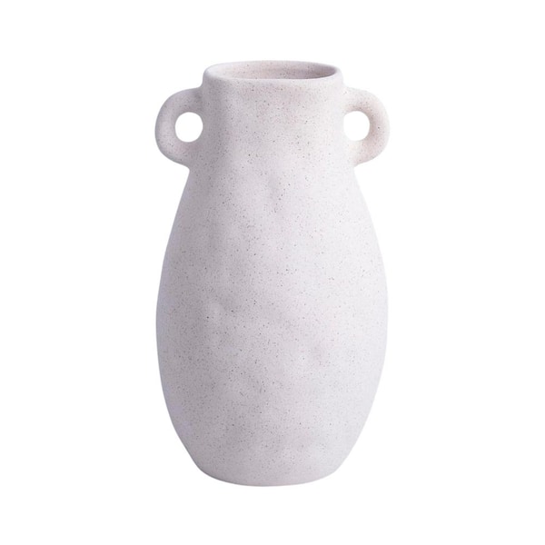 Afoxsos Ceramic White Vase Neutral Tone Greek Pottery for Home Shelf and Side Table Decor Rustic and Vintage Gift 8"