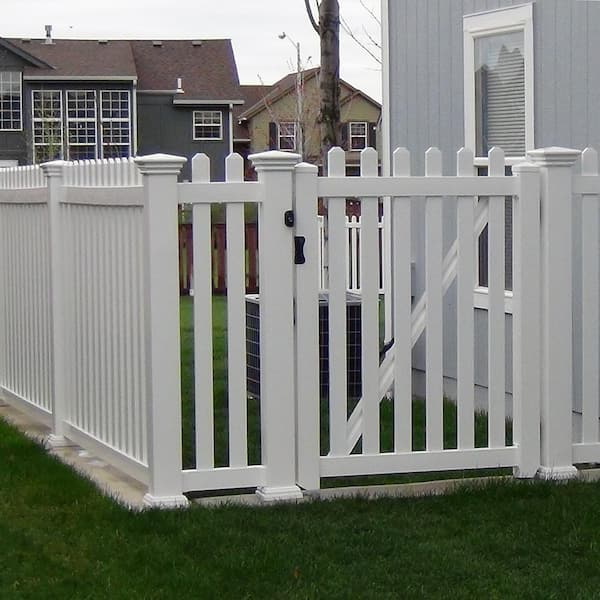 Chelsea 4 ft. W x 4 ft. H White Vinyl Picket Fence Gate Kit