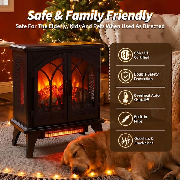 SUNRINX Antique Black 24 in. Freestanding Infrared Electric