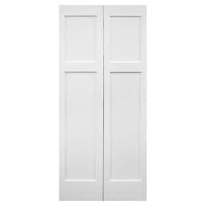 30 in. x 80 in. 3 Panel Craftsman Shaker Solid Core Primed Wood Bifold Door