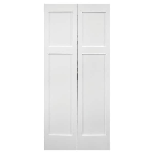 Builders Choice 30 In X 80 In 3 Panel Craftsman Shaker Solid Core Primed Wood Bifold Door