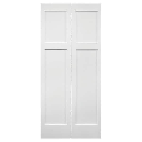 Builders Choice 36 in. x 80 in. 3 Panel Craftsman Shaker Solid Core Primed Wood Bifold Door