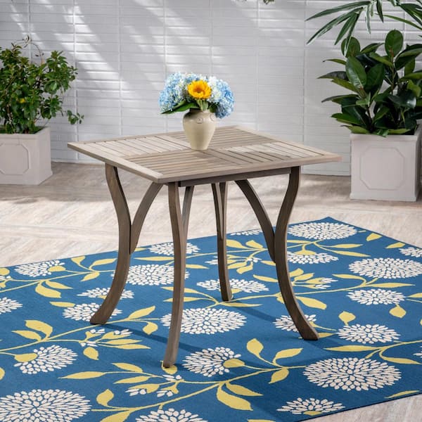 Noble House Hermosa Gray Square Wood Outdoor Patio Dining Table