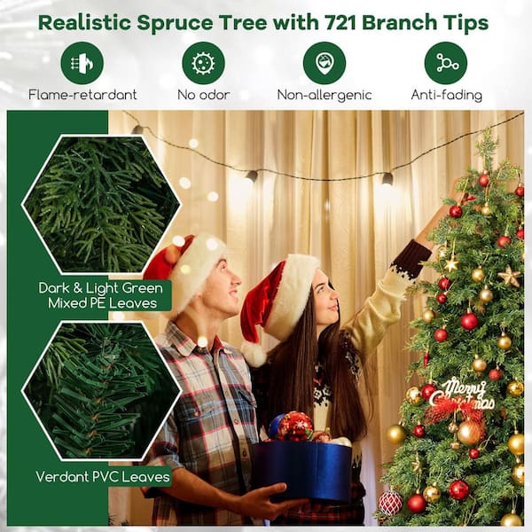 ANGELES HOME 6 ft. Green Unlit Artificial Christmas Tree Green