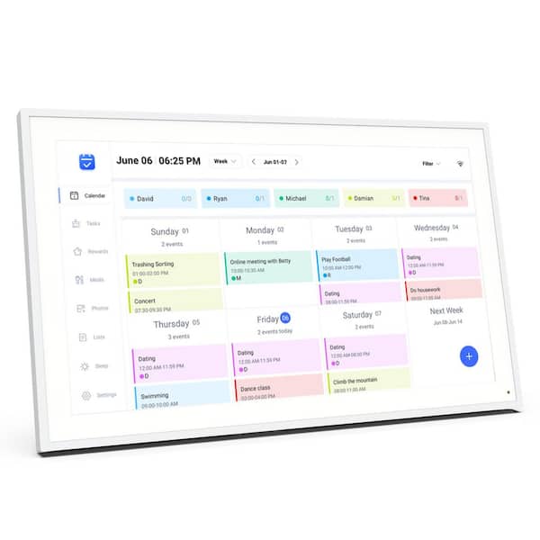 15.6 in. Smart Family Calendar Wi-Fi Cloud Digital Picture Frame in White