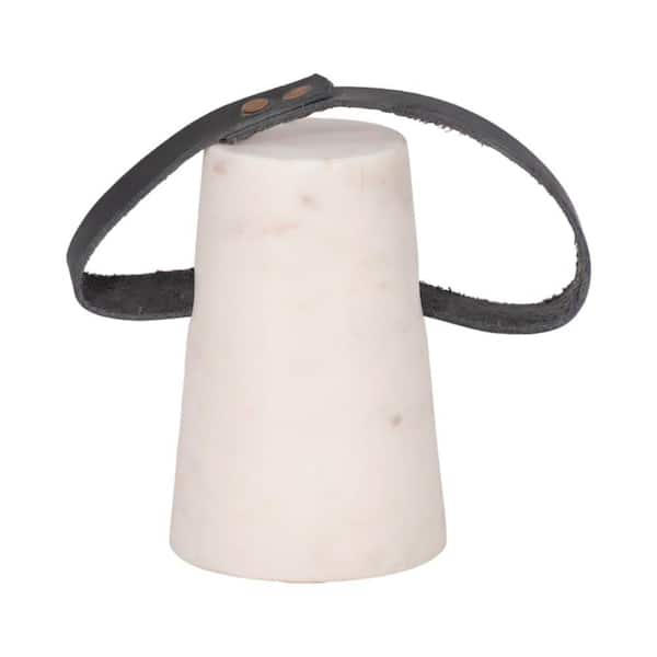 4 in. x 5 in. Black Stone Doorstop With Leather Handle Sculpture