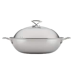 SteelShield Large 14 in. Clad Stainless Steel Induction Wok with Hybrid SteelShield and Nonstick Technology, with Lid