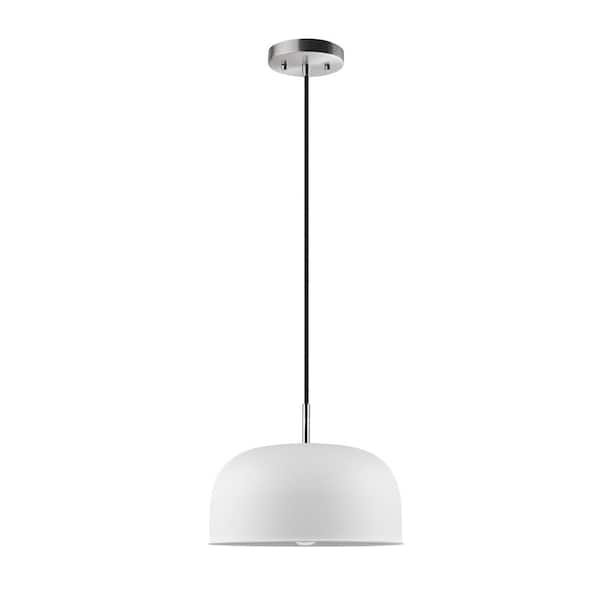 Globe Electric Scarlett 1-Light Matte White Plug-In or Hardwire Pendant Lighting with 15 ft. Cord