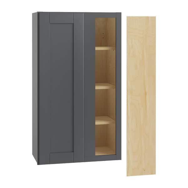 Home Decorators Collection Washington 24 in. W x 12 in. D x 42 in. H Assembled Plywood Wall Blind Kitchen Cabinet in Valiant Onyx with Soft Close